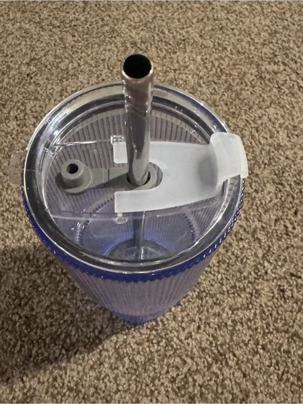 Ribbed Tall Reusable Tumbler with Straw - Light Blue